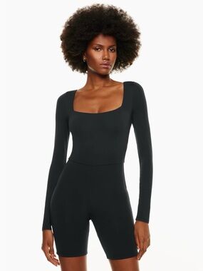 Babaton Black Contour Squareneck Longsleeve Romper